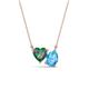 1 - Zuri 1.60 ctw Heart Shape Created Alexandrite with Pear Shape Blue Topaz Toi Et Moi Women Pendant Necklace 