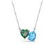 1 - Zuri 1.60 ctw Heart Shape Created Alexandrite with Pear Shape Blue Topaz Toi Et Moi Women Pendant Necklace 