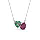 1 - Zuri 1.65 ctw Heart Shape Created Alexandrite with Pear Shape Rhodolite Garnet Toi Et Moi Women Pendant Necklace 