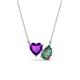 1 - Zuri 1.54 ctw Heart Shape Amethyst with Pear Shape Created Alexandrite Toi Et Moi Women Pendant Necklace 