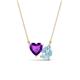 1 - Zuri 1.28 ctw Heart Shape Amethyst with Pear Shape Aquamarine Toi Et Moi Women Pendant Necklace 