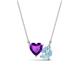 1 - Zuri 1.28 ctw Heart Shape Amethyst with Pear Shape Aquamarine Toi Et Moi Women Pendant Necklace 