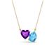 1 - Zuri 1.53 ctw Heart Shape Amethyst with Pear Shape Blue Topaz Toi Et Moi Women Pendant Necklace 