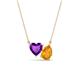 1 - Zuri 1.33 ctw Heart Shape Amethyst with Pear Shape Citrine Toi Et Moi Women Pendant Necklace 