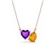 1 - Zuri 1.33 ctw Heart Shape Amethyst with Pear Shape Citrine Toi Et Moi Women Pendant Necklace 