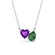 1 - Zuri 1.48 ctw Heart Shape Amethyst with Pear Shape Created Emerald Toi Et Moi Women Pendant Necklace 