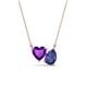 1 - Zuri 1.28 ctw Heart Shape Amethyst with Pear Shape Iolite Toi Et Moi Women Pendant Necklace 