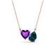 1 - Zuri 1.53 ctw Heart Shape Amethyst with Pear Shape London Blue Topaz Toi Et Moi Women Pendant Necklace 