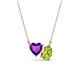 1 - Zuri 1.48 ctw Heart Shape Amethyst with Pear Shape Peridot Toi Et Moi Women Pendant Necklace 