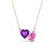 1 - Zuri 1.58 ctw Heart Shape Amethyst with Pear Shape Created Pink Sapphire Toi Et Moi Women Pendant Necklace 