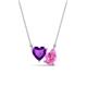 1 - Zuri 1.58 ctw Heart Shape Amethyst with Pear Shape Created Pink Sapphire Toi Et Moi Women Pendant Necklace 