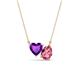 1 - Zuri 1.38 ctw Heart Shape Amethyst with Pear Shape Pink Tourmaline Toi Et Moi Women Pendant Necklace 