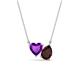 1 - Zuri 1.58 ctw Heart Shape Amethyst with Pear Shape Red Garnet Toi Et Moi Women Pendant Necklace 