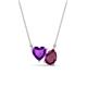 1 - Zuri 1.58 ctw Heart Shape Amethyst with Pear Shape Rhodolite Garnet Toi Et Moi Women Pendant Necklace 
