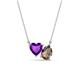1 - Zuri 1.33 ctw Heart Shape Amethyst with Pear Shape Smoky Quartz Toi Et Moi Women Pendant Necklace 