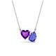 1 - Zuri 1.43 ctw Heart Shape Amethyst with Pear Shape Tanzanite Toi Et Moi Women Pendant Necklace 