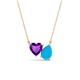 1 - Zuri 1.03 ctw Heart Shape Amethyst with Pear Shape Turquoise Toi Et Moi Women Pendant Necklace 