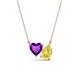 1 - Zuri 1.58 ctw Heart Shape Amethyst with Pear Shape Created Yellow Sapphire Toi Et Moi Women Pendant Necklace 