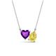 1 - Zuri 1.58 ctw Heart Shape Amethyst with Pear Shape Created Yellow Sapphire Toi Et Moi Women Pendant Necklace 