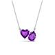 1 - Zuri 1.33 ctw Heart with Pear Shape Amethyst Toi Et Moi Women Pendant Necklace 
