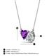 3 - Zuri 1.43 ctw Heart Shape Amethyst with Pear Shape IGI Cert. Lab Grown Diamond Women Pendant Necklace 