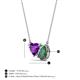 3 - Zuri 1.54 ctw Heart Shape Amethyst with Pear Shape Created Alexandrite Toi Et Moi Women Pendant Necklace 