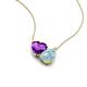 4 - Zuri 1.28 ctw Heart Shape Amethyst with Pear Shape Aquamarine Toi Et Moi Women Pendant Necklace 