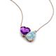 4 - Zuri 1.28 ctw Heart Shape Amethyst with Pear Shape Aquamarine Toi Et Moi Women Pendant Necklace 