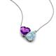 4 - Zuri 1.28 ctw Heart Shape Amethyst with Pear Shape Aquamarine Toi Et Moi Women Pendant Necklace 