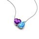 4 - Zuri 1.53 ctw Heart Shape Amethyst with Pear Shape Blue Topaz Toi Et Moi Women Pendant Necklace 