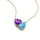 4 - Zuri 1.53 ctw Heart Shape Amethyst with Pear Shape Blue Topaz Toi Et Moi Women Pendant Necklace 