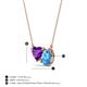 3 - Zuri 1.53 ctw Heart Shape Amethyst with Pear Shape Blue Topaz Toi Et Moi Women Pendant Necklace 