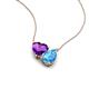4 - Zuri 1.53 ctw Heart Shape Amethyst with Pear Shape Blue Topaz Toi Et Moi Women Pendant Necklace 