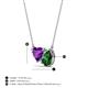 3 - Zuri 1.48 ctw Heart Shape Amethyst with Pear Shape Created Emerald Toi Et Moi Women Pendant Necklace 