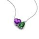 4 - Zuri 1.48 ctw Heart Shape Amethyst with Pear Shape Created Emerald Toi Et Moi Women Pendant Necklace 