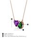 3 - Zuri 1.48 ctw Heart Shape Amethyst with Pear Shape Created Emerald Toi Et Moi Women Pendant Necklace 