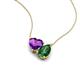 4 - Zuri 1.48 ctw Heart Shape Amethyst with Pear Shape Created Emerald Toi Et Moi Women Pendant Necklace 