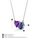 3 - Zuri 1.28 ctw Heart Shape Amethyst with Pear Shape Iolite Toi Et Moi Women Pendant Necklace 