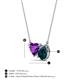 3 - Zuri 1.53 ctw Heart Shape Amethyst with Pear Shape London Blue Topaz Toi Et Moi Women Pendant Necklace 