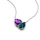 4 - Zuri 1.53 ctw Heart Shape Amethyst with Pear Shape London Blue Topaz Toi Et Moi Women Pendant Necklace 