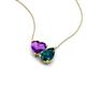 4 - Zuri 1.53 ctw Heart Shape Amethyst with Pear Shape London Blue Topaz Toi Et Moi Women Pendant Necklace 