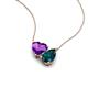 4 - Zuri 1.53 ctw Heart Shape Amethyst with Pear Shape London Blue Topaz Toi Et Moi Women Pendant Necklace 