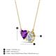 3 - Zuri 1.53 ctw Heart Shape Amethyst with Pear Shape Moissanite Toi Et Moi Women Pendant Necklace 