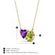 3 - Zuri 1.48 ctw Heart Shape Amethyst with Pear Shape Peridot Toi Et Moi Women Pendant Necklace 