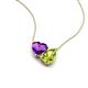 4 - Zuri 1.48 ctw Heart Shape Amethyst with Pear Shape Peridot Toi Et Moi Women Pendant Necklace 