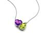 4 - Zuri 1.48 ctw Heart Shape Amethyst with Pear Shape Peridot Toi Et Moi Women Pendant Necklace 