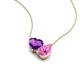 4 - Zuri 1.58 ctw Heart Shape Amethyst with Pear Shape Created Pink Sapphire Toi Et Moi Women Pendant Necklace 