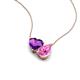 4 - Zuri 1.58 ctw Heart Shape Amethyst with Pear Shape Created Pink Sapphire Toi Et Moi Women Pendant Necklace 