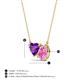 3 - Zuri 1.58 ctw Heart Shape Amethyst with Pear Shape Created Pink Sapphire Toi Et Moi Women Pendant Necklace 