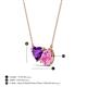 3 - Zuri 1.58 ctw Heart Shape Amethyst with Pear Shape Created Pink Sapphire Toi Et Moi Women Pendant Necklace 